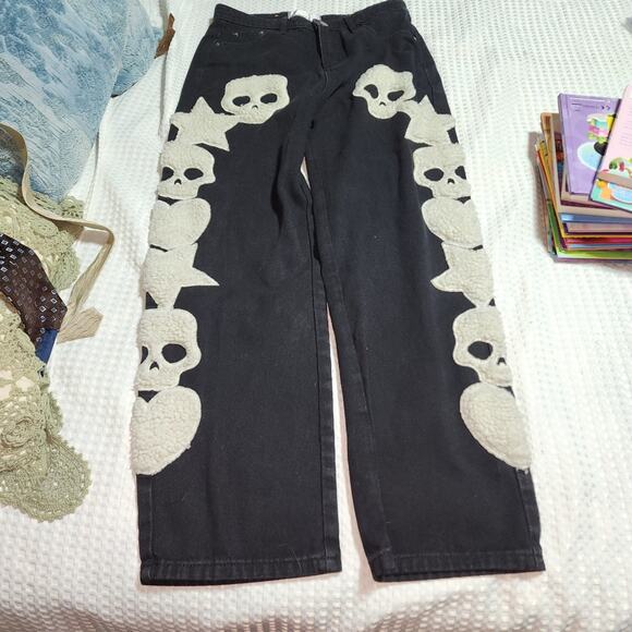 MADE EXTREME. EUC MENS SIZE M BLACKAIR HIP HOP SKULL STREETWEAR BLACK JEANS - Picture 1 of 12